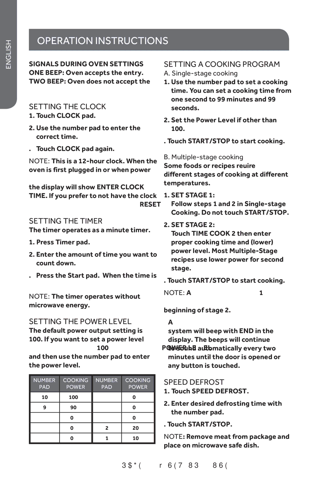 Haier HMC1120BEWW, HMC1120BEBB user manual Operation Instructions 