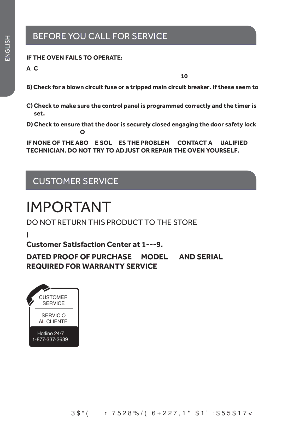 Haier HMC1120BEWW, HMC1120BEBB user manual Before YOU Call for Service, Customer Service, If the Oven Fails to Operate 