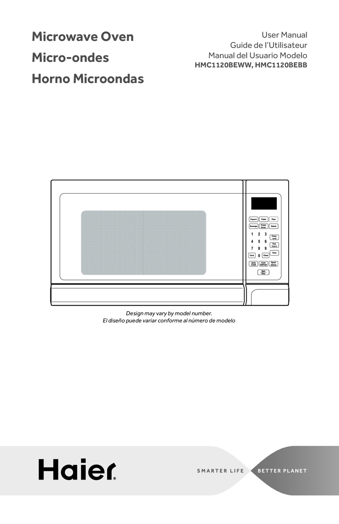 Haier user manual Microwave Oven Micro-ondes Horno Microondas, HMC1120BEWW, HMC1120BEBB 
