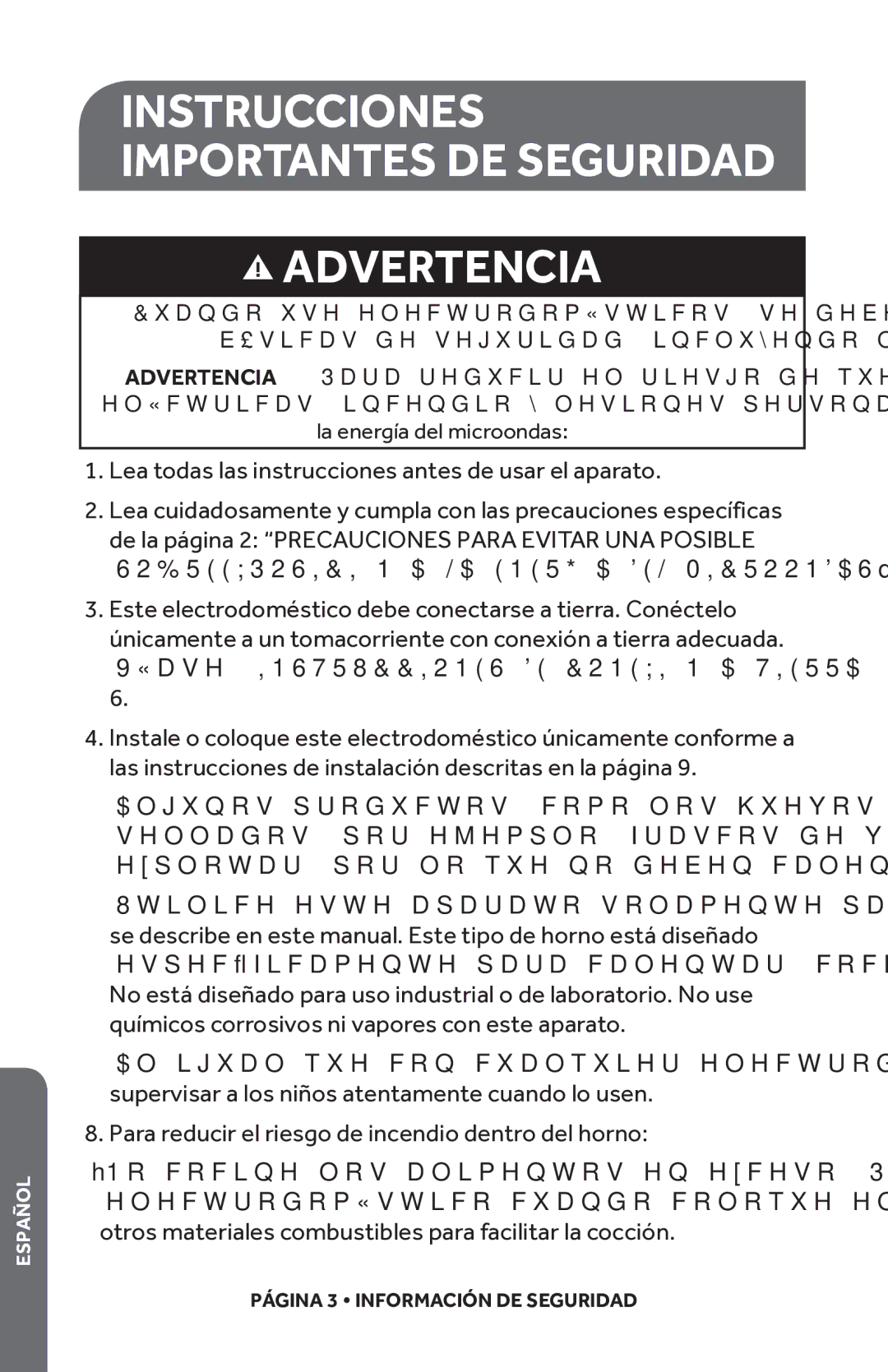 Haier HMC1285SESS user manual Advertencia 