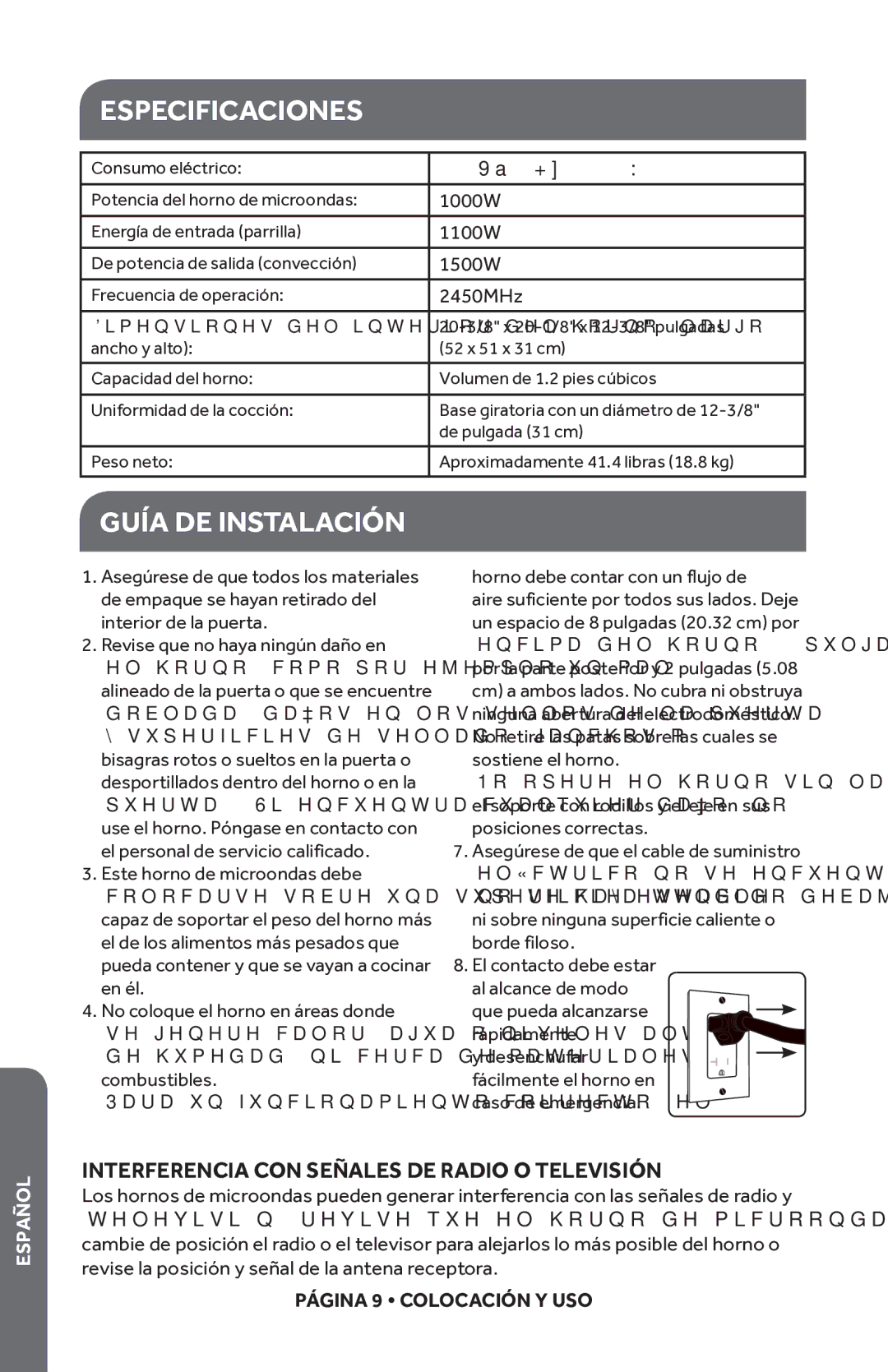 Haier HMC1285SESS user manual Especificaciones, Guía DE Instalación, Interferencia CON Señales DE Radio O Televisión 