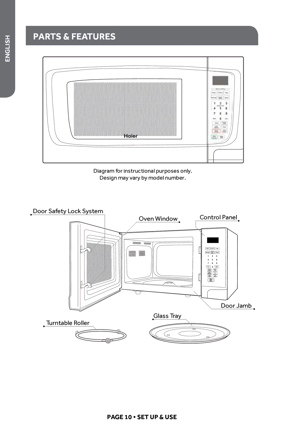 Haier HMC1640BEBB, Haier Microwave Oven, HMC1640BEWW user manual Parts & Features 