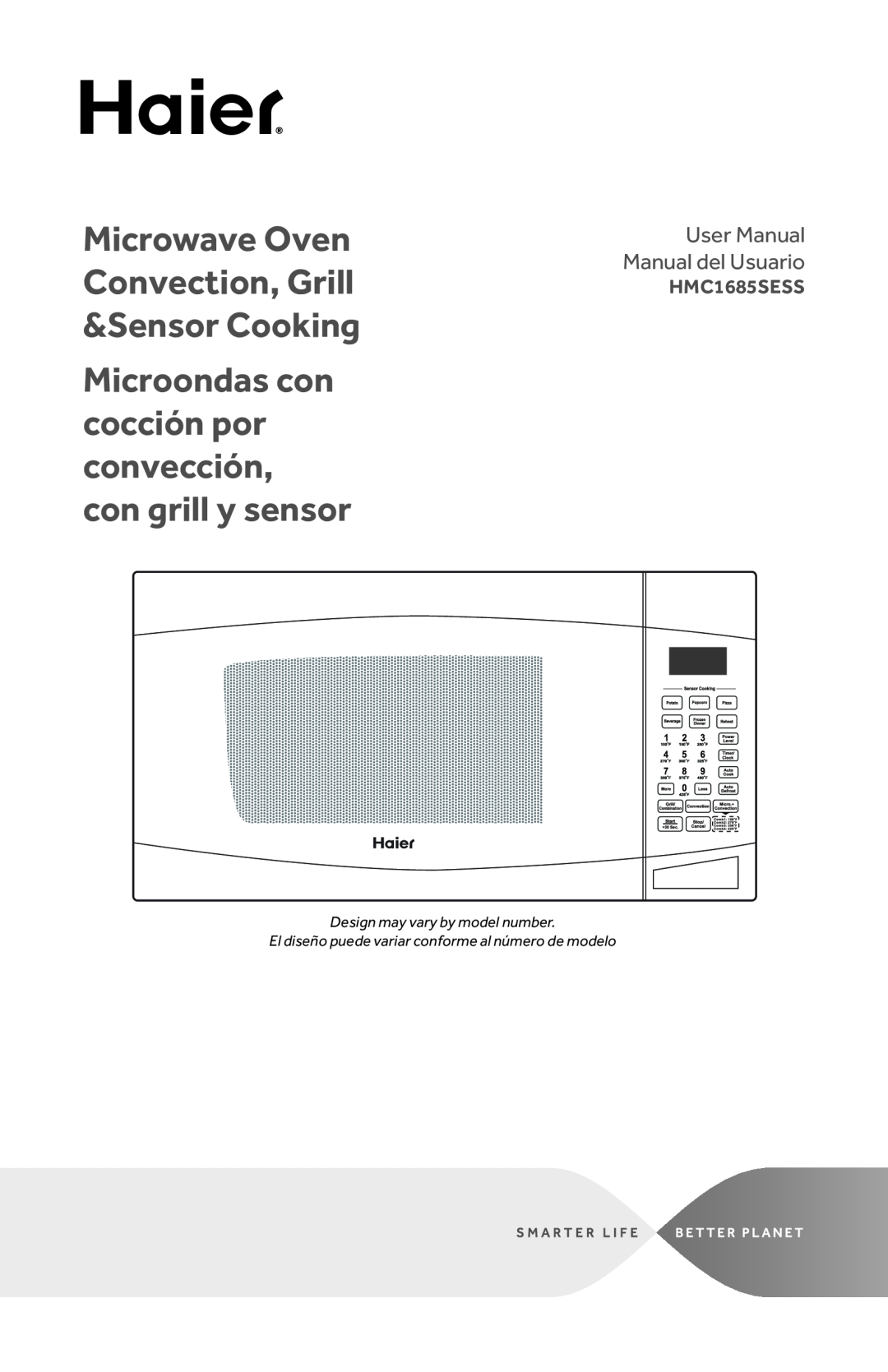 Haier HMC1685SESS user manual Microwave Oven Convection, Grill &Sensor Cooking, User Manual Manual del Usuario 