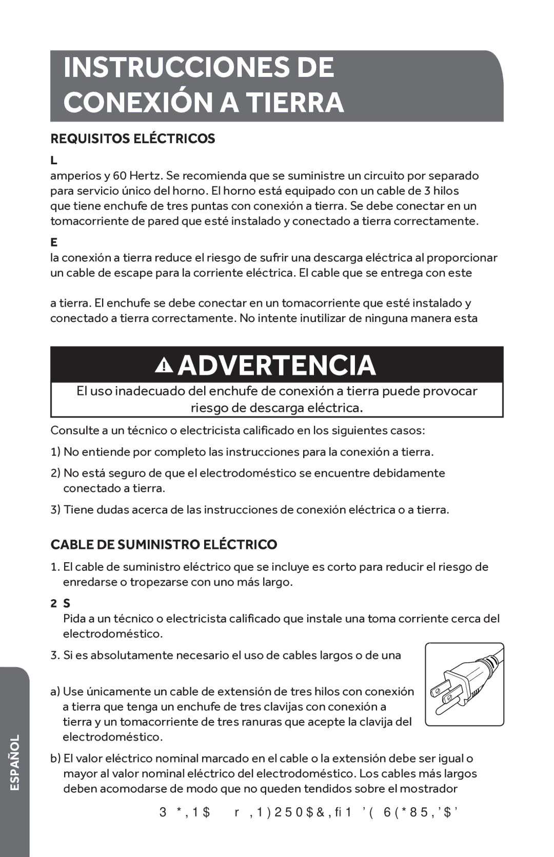 Haier HMC610BEWW, HMC610BEBB user manual Requisitos Eléctricos, Cable DE Suministro Eléctrico 