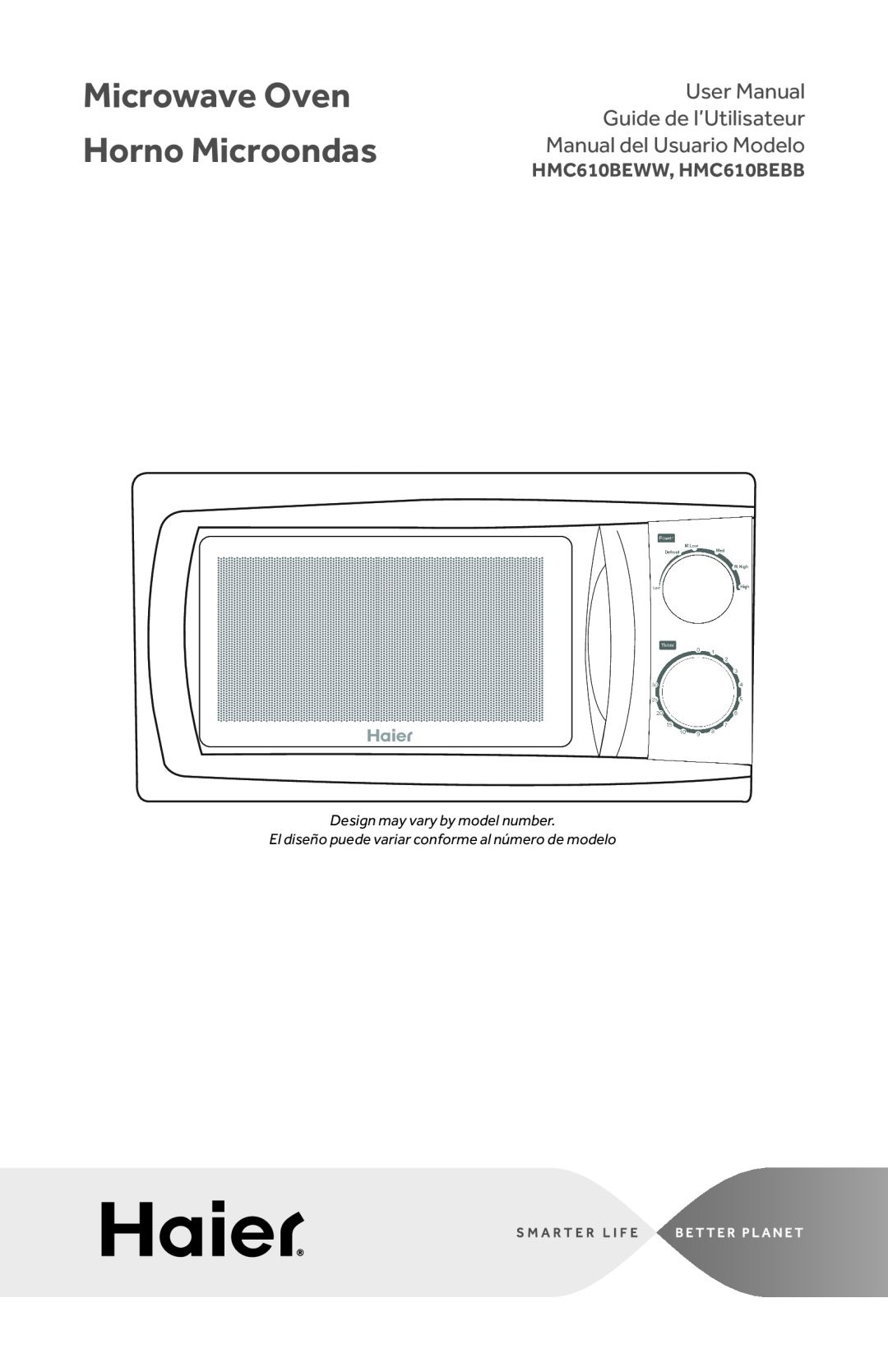 Haier HMC610BEBB user manual Microwave Oven Horno Microondas, User Manual Guide de l’Utilisateur Manual del Usuario Modelo 