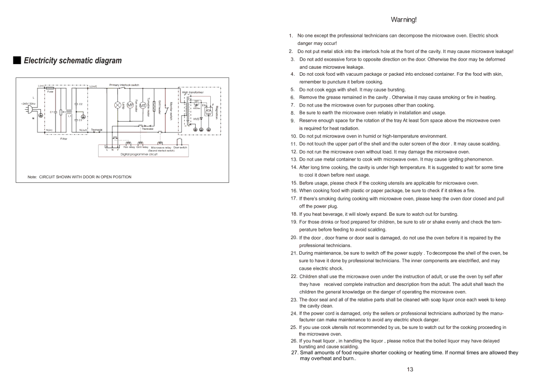 Haier AED-2485EG, HMW24AEDSS manual Electricity schematic diagram 