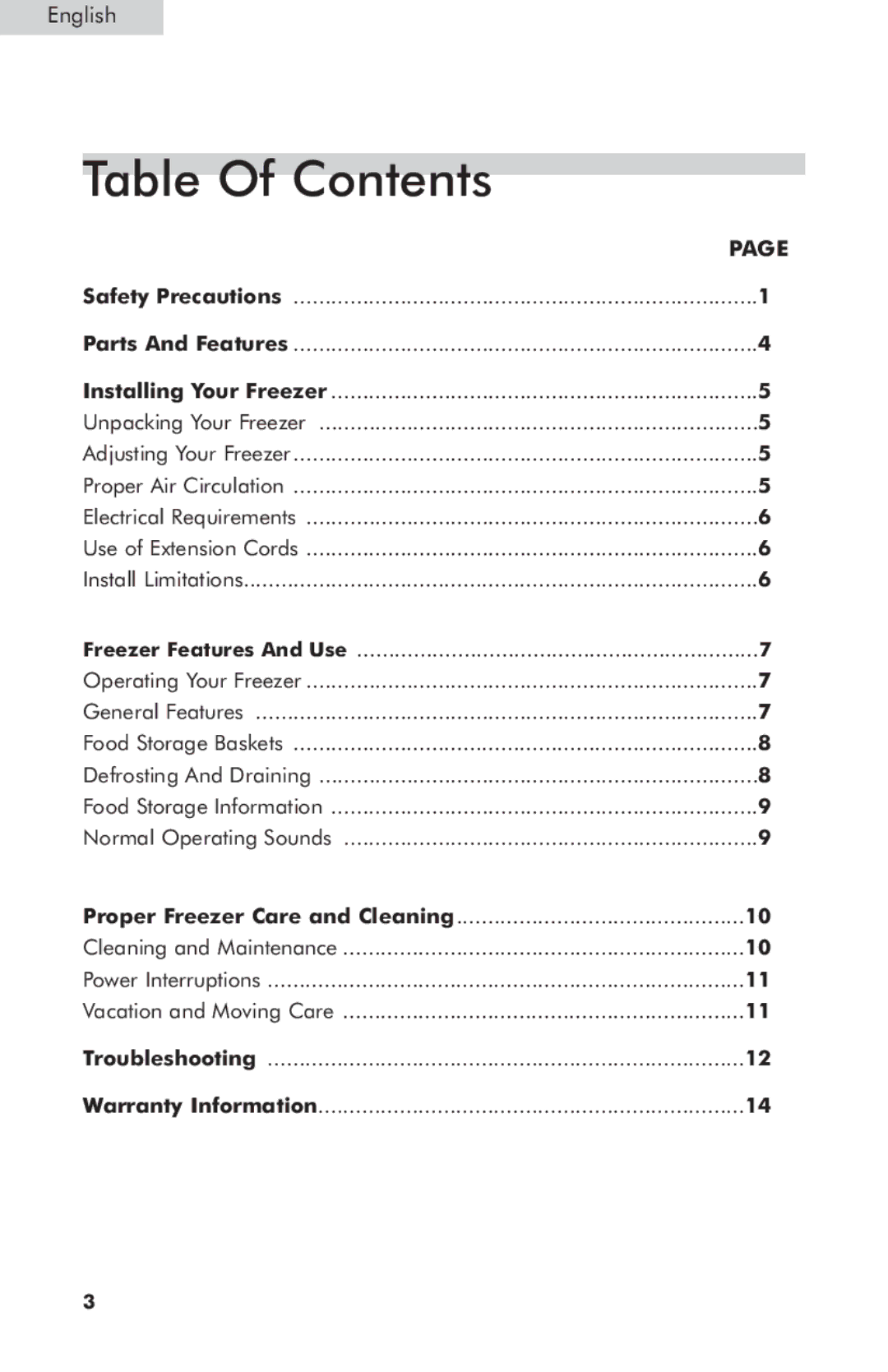 Haier HNCM035E, HNCM070E, HNCM053E user manual Table Of Contents 