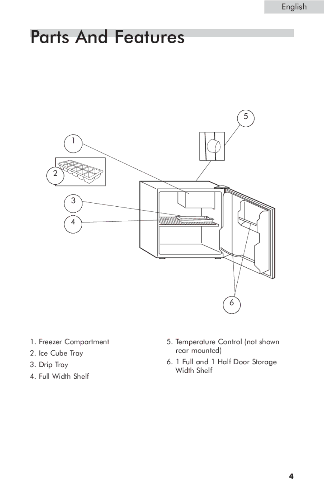 Haier HNSB02 user manual Parts And Features 