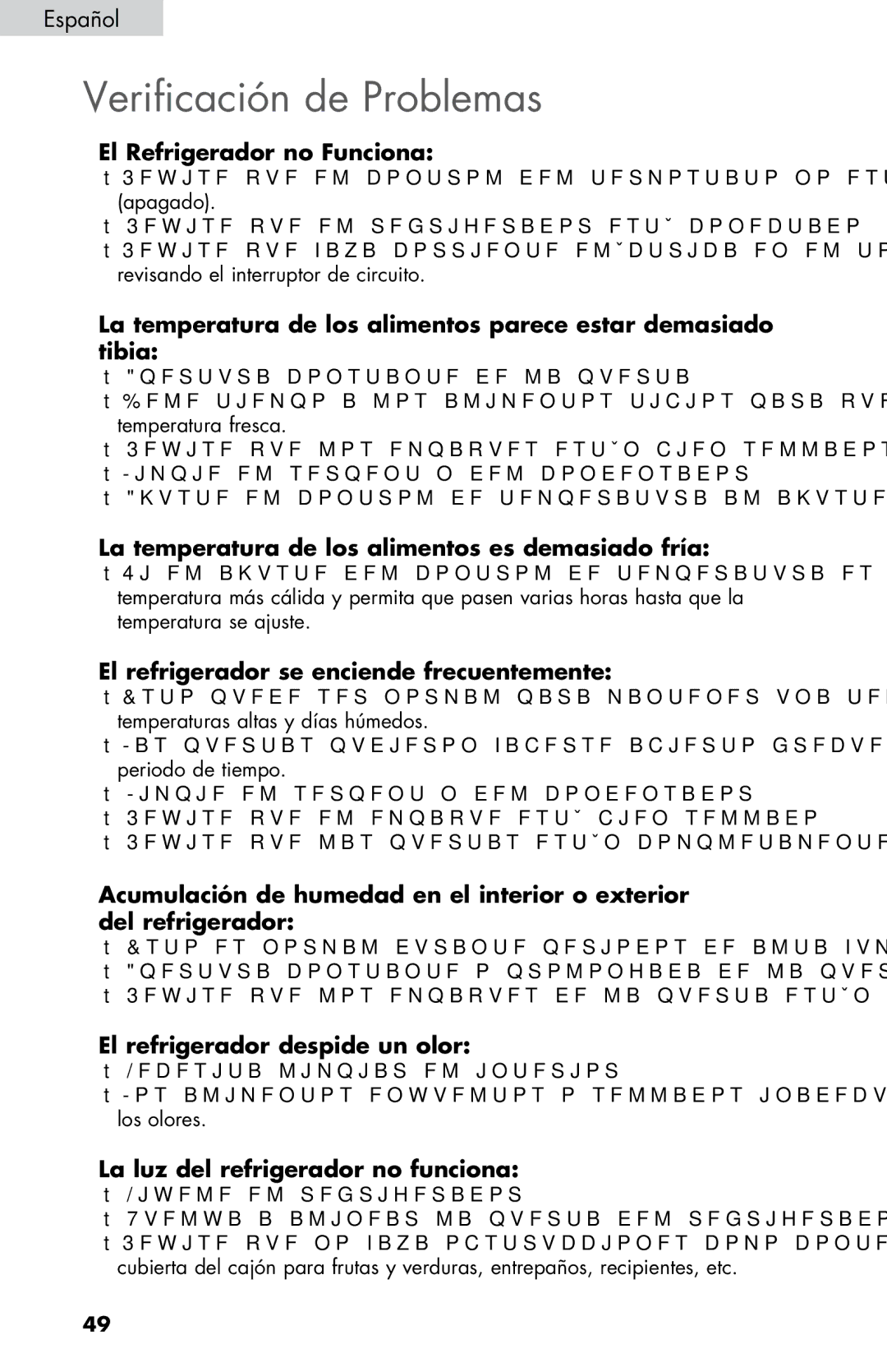 Haier HNSE025, ESRN025 user manual Verificación de Problemas 