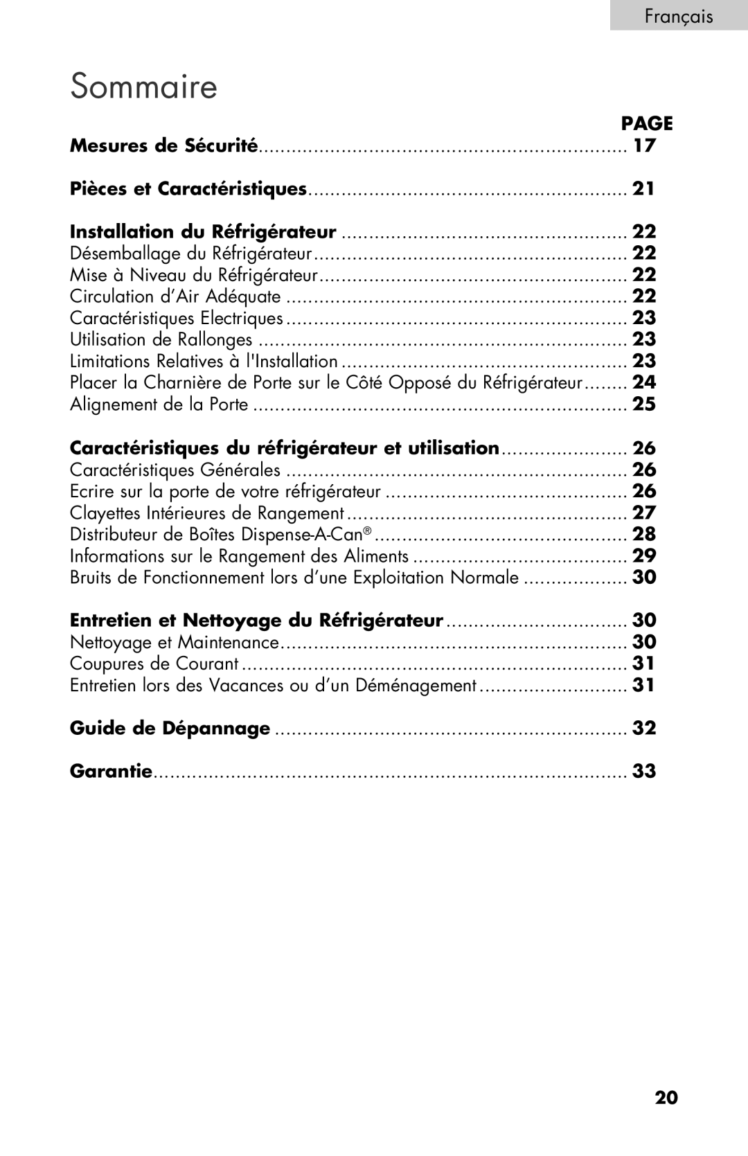 Haier HNSEW025 Français, Caractéristiques du réfrigérateur et utilisation, Entretien et Nettoyage du Réfrigérateur 