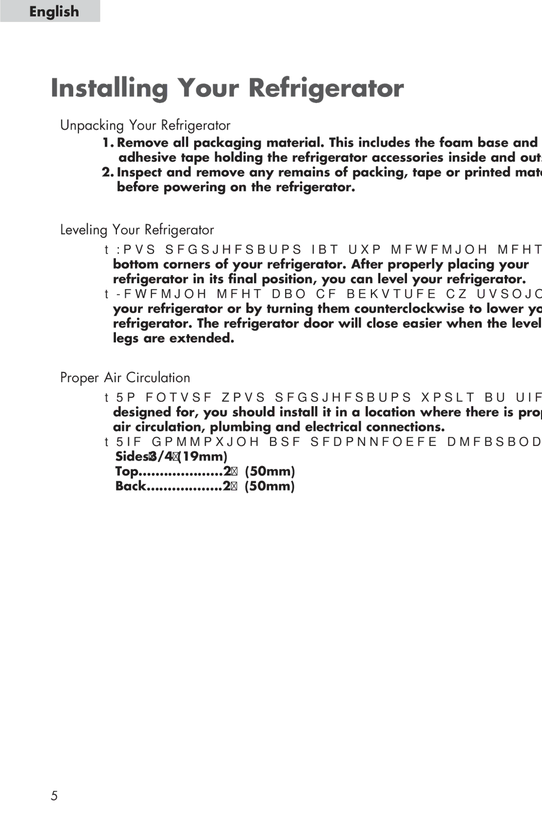 Haier HNSEW025 user manual Installing Your Refrigerator, Unpacking Your Refrigerator, Leveling Your Refrigerator 