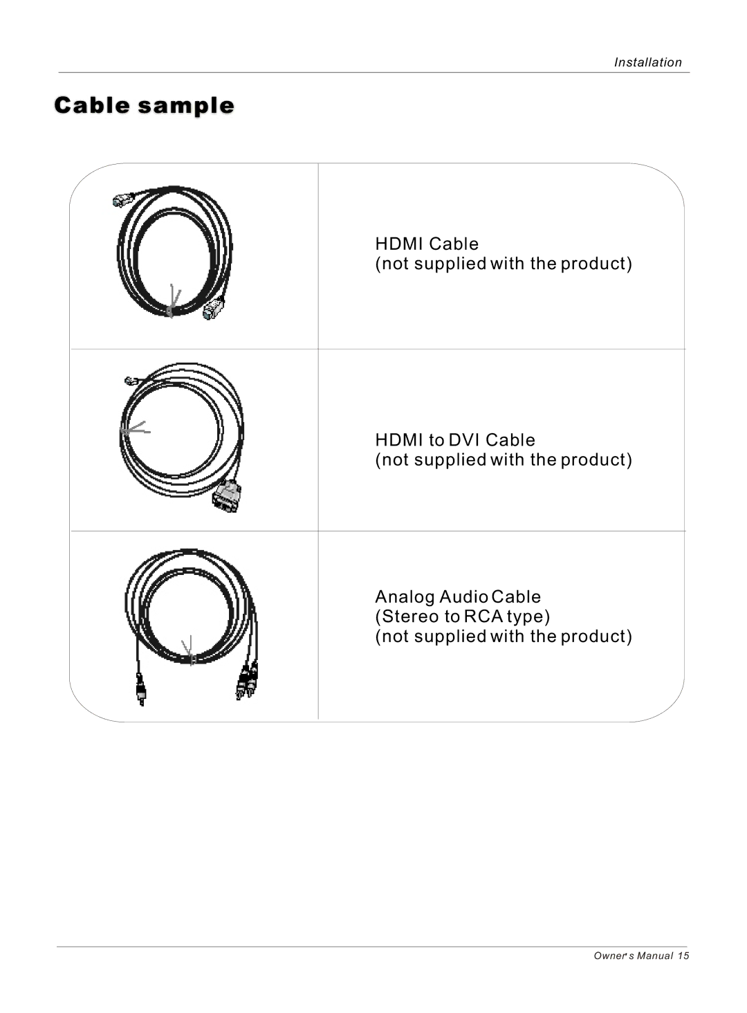 Haier HP50B, HP42BB, HP60B owner manual Cable sample 