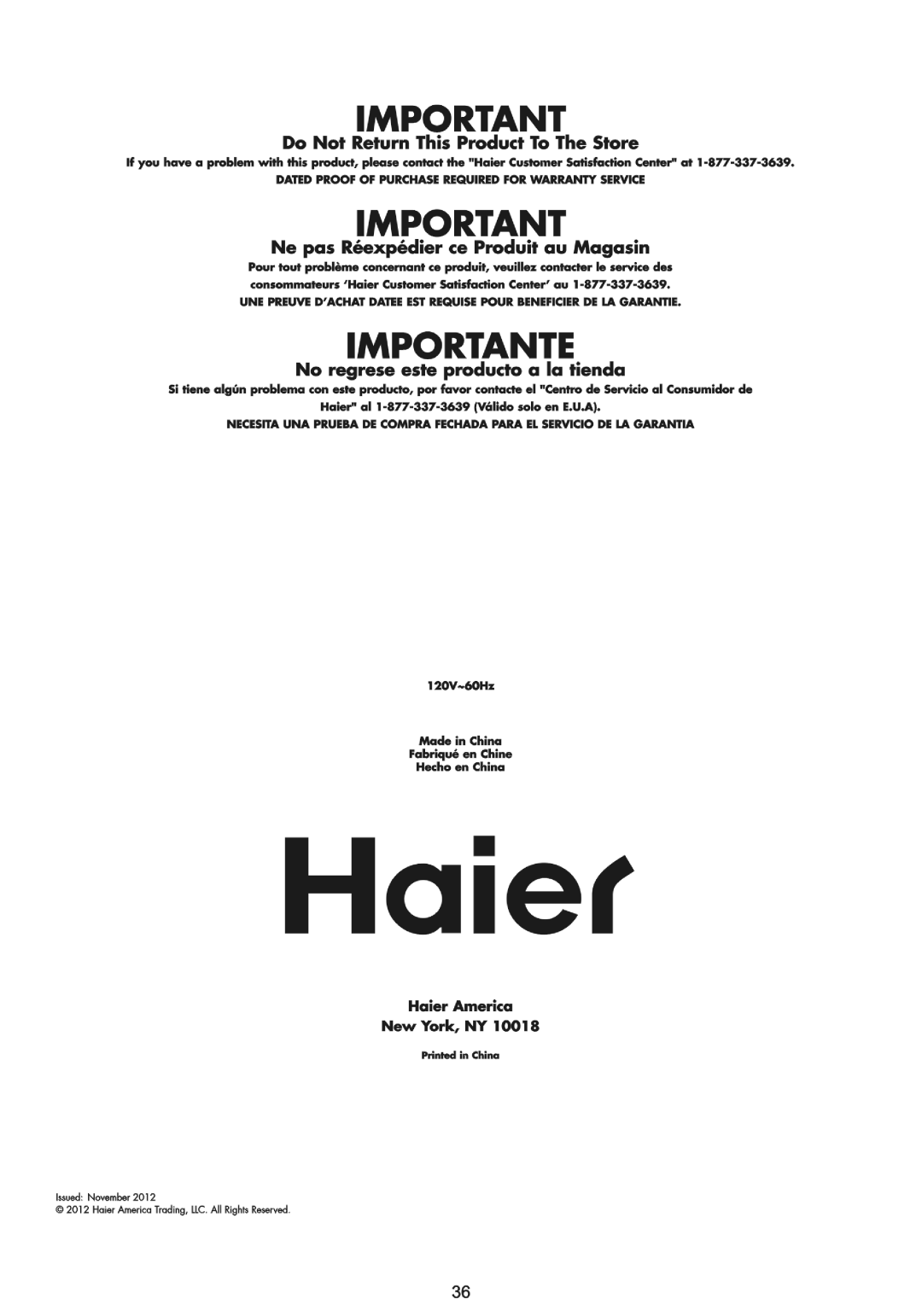 Haier HPD10XCM manual 