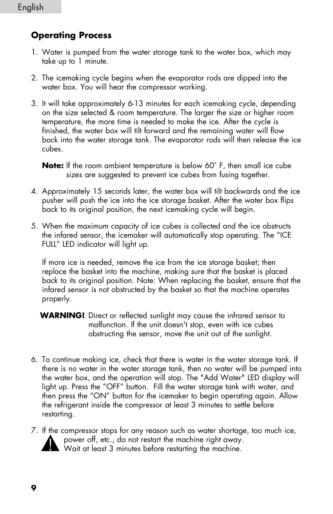 Haier HPIM25SS user manual Operating Process 