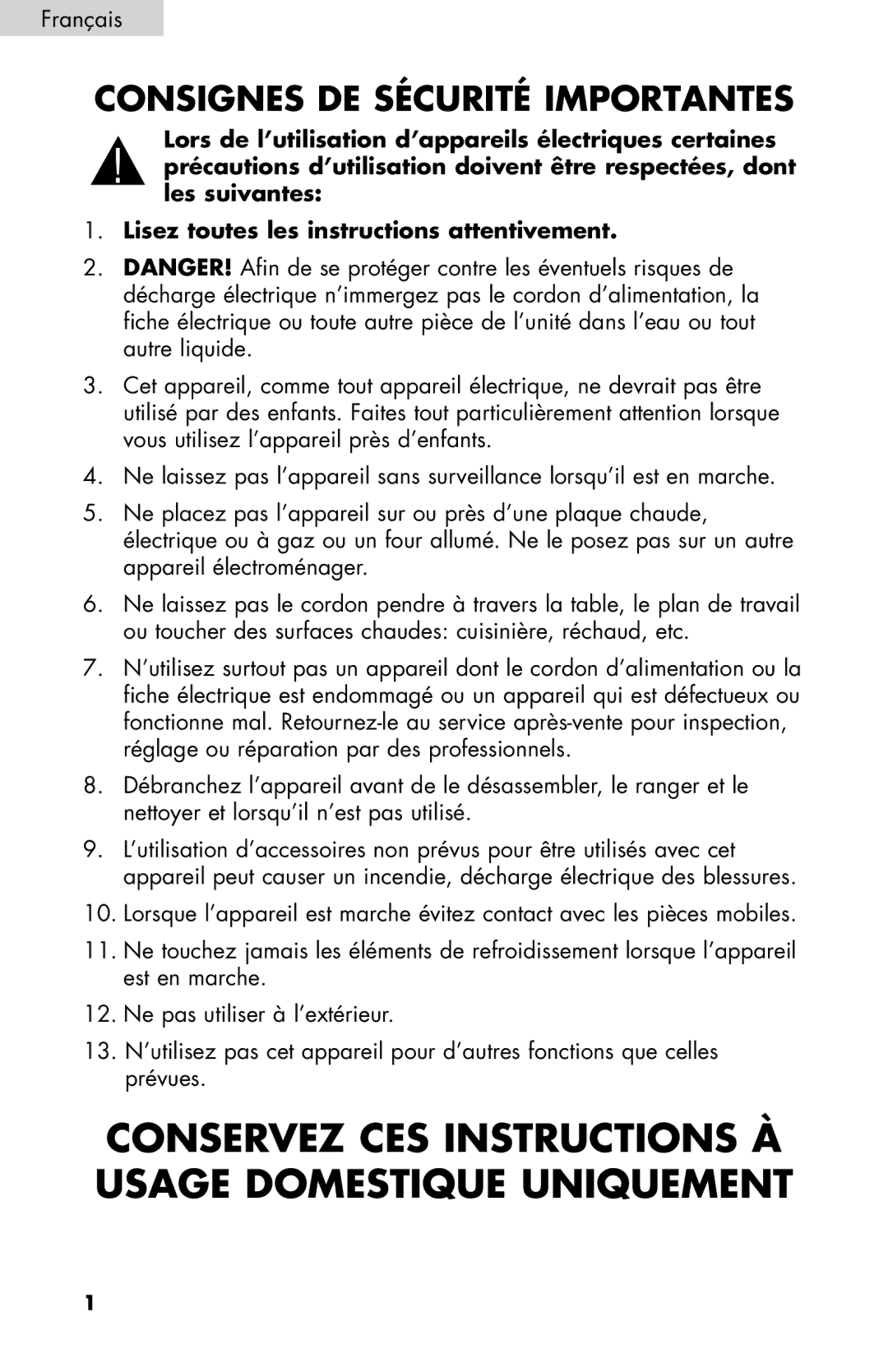 Haier HPIM25SS user manual Conservez CES Instructions À Usage Domestique Uniquement 