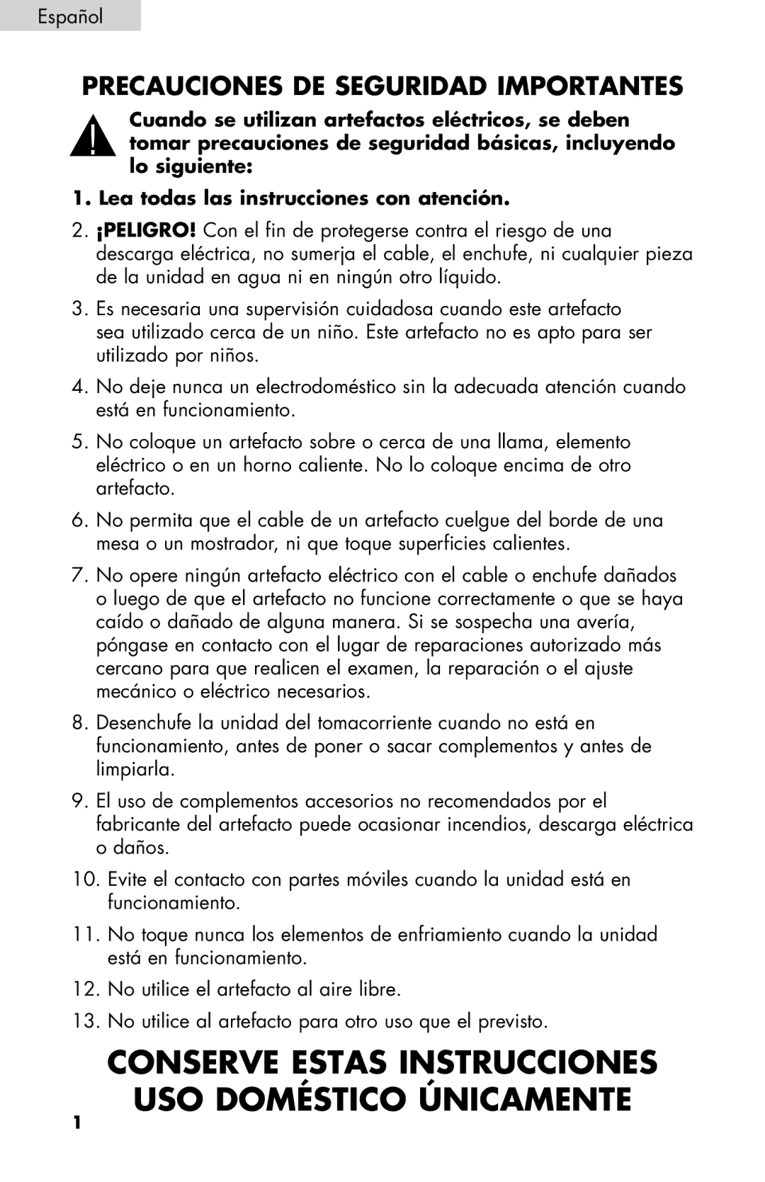 Haier HPIM25SS user manual Conserve Estas Instrucciones USO Doméstico Únicamente 