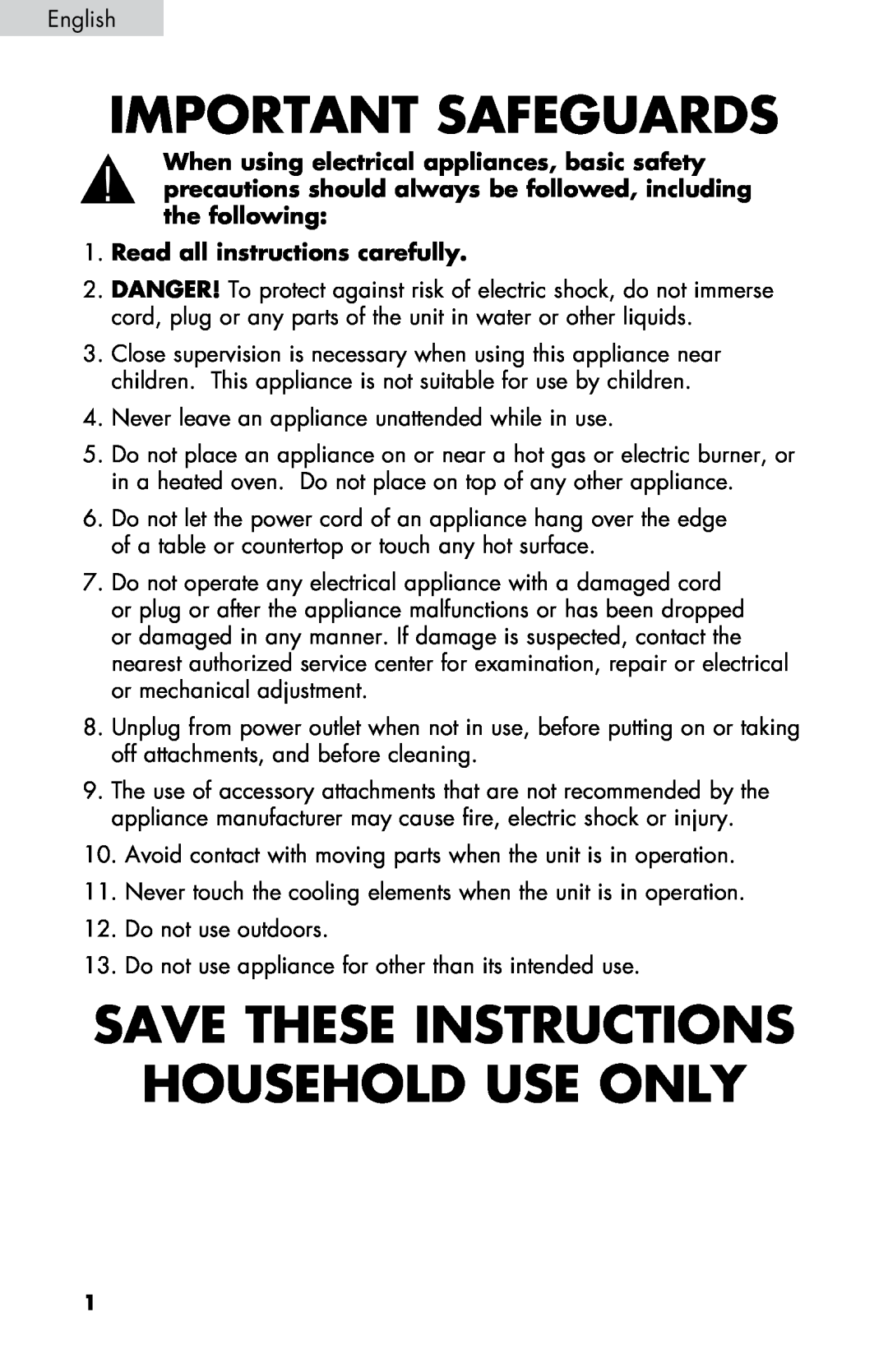 Haier HPIM25SS Important Safeguards, SAVE THESE INSTRUCTIONS Household Use Only, Read all instructions carefully 