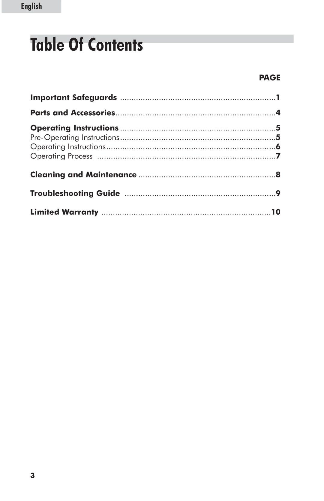 Haier HPIM35W user manual Table Of Contents 