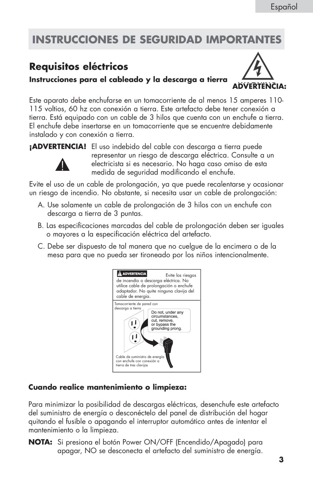 Haier HPIMD25B, HPIMD25W, HPIMD25S manual Instrucciones DE Seguridad Importantes, Cuando realice mantenimiento o limpieza 