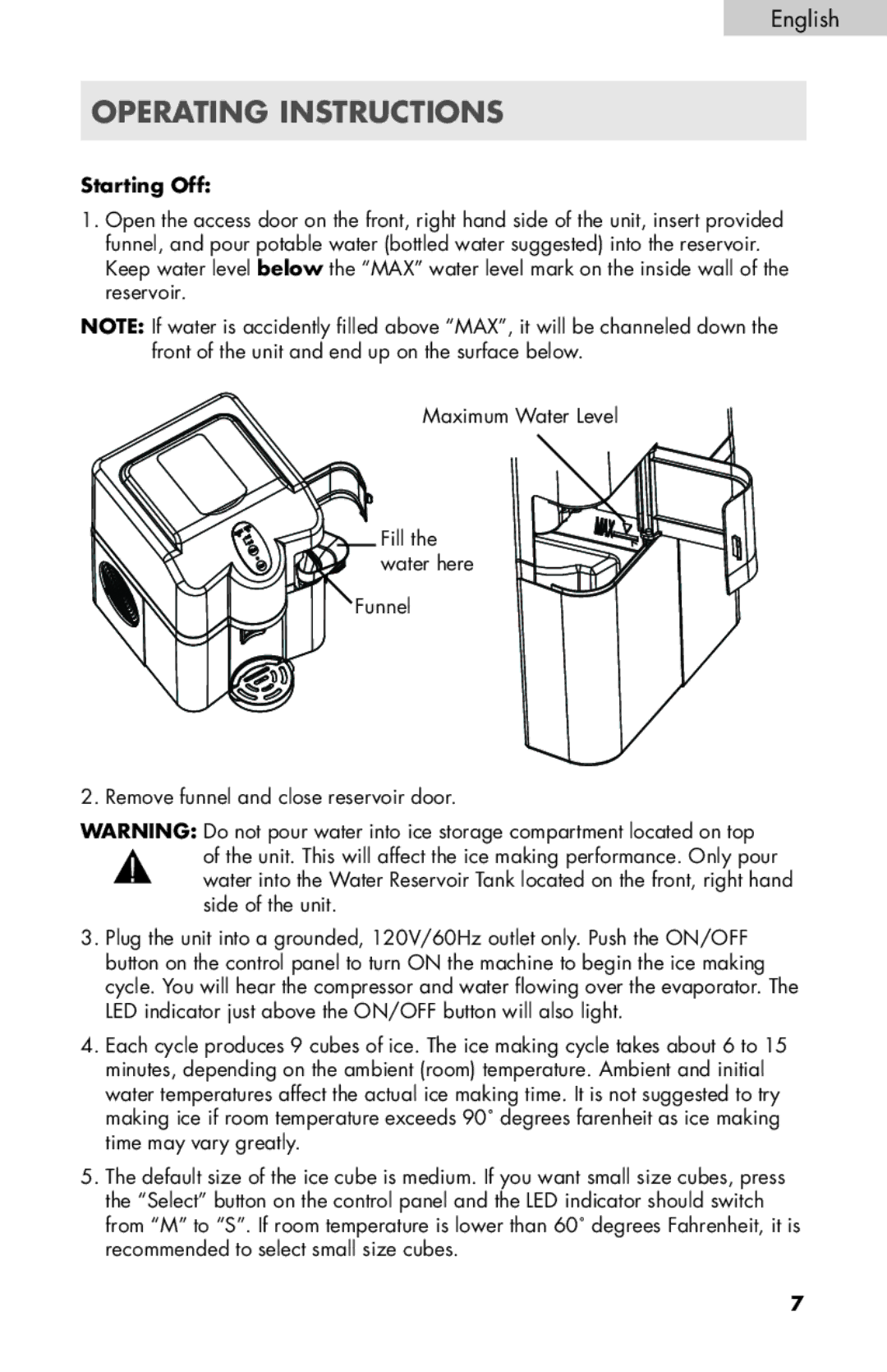 Haier HPIMD25B, HPIMD25W, HPIMD25S manual Operating instructions, Starting Off 