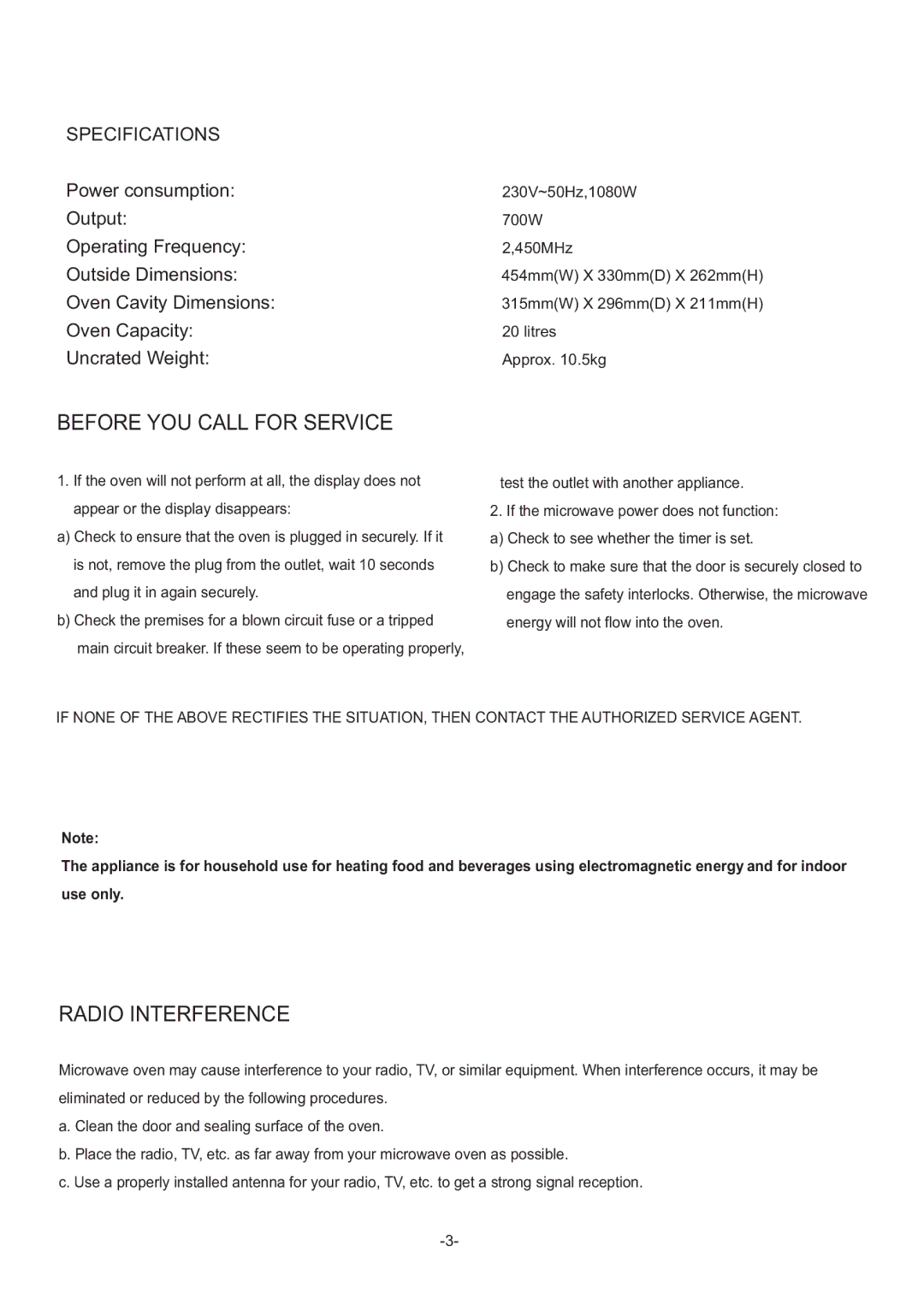 Haier HPK-2070MS owner manual Before YOU Call for Service, Radio Interference 