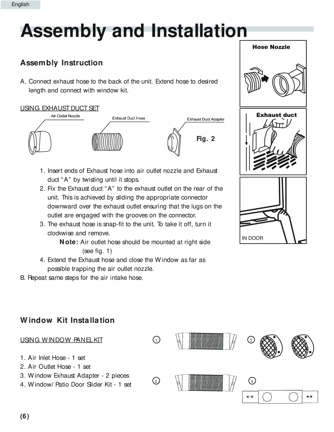 Haier HPRD12HC5 manual Assembly and Installation, Assembly Instruction, Window Kit Installation 