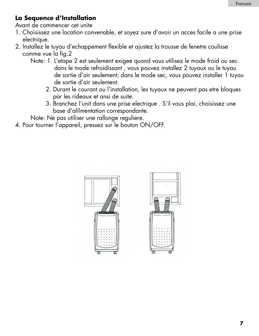 Haier HPRD12XC7, HPRD12XH7 user manual La Sequence d’Installation 