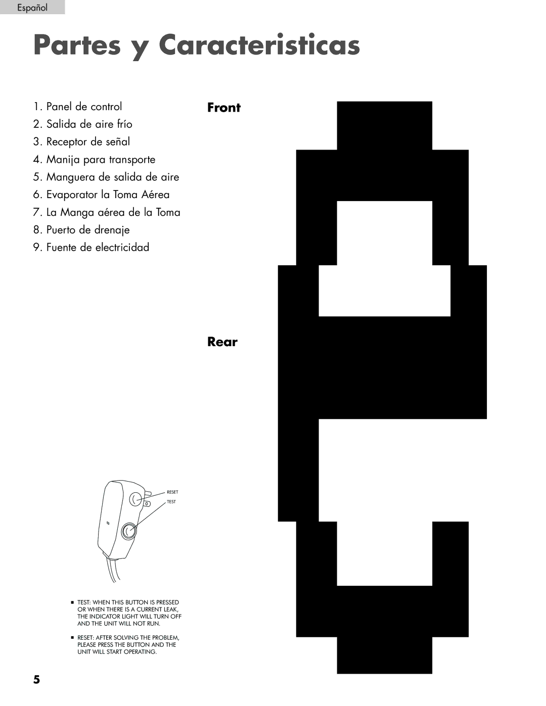 Haier HPRD12XH7, HPRD12XC7 user manual Partes y Caracteristicas, Front 