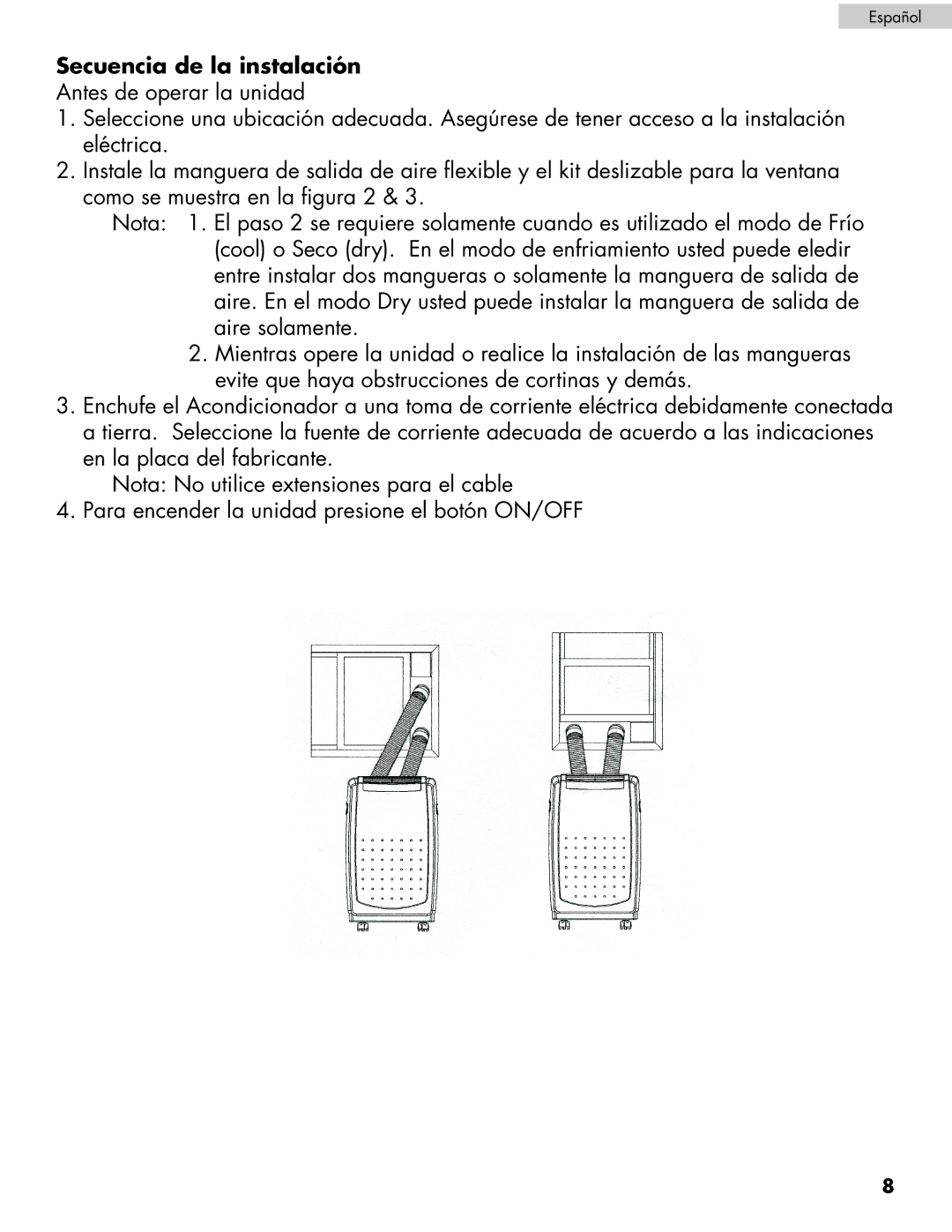 Haier HPRD12XC7, HPRD12XH7 user manual Secuencia de la instalación 