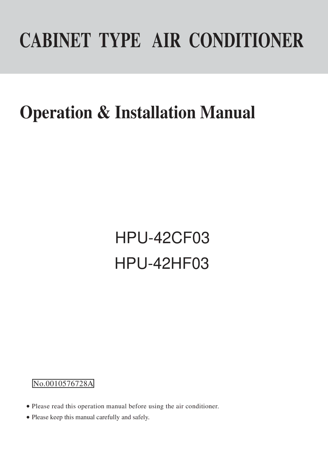 Haier HPU-42CF03 operation manual Operation & Installation Manual 