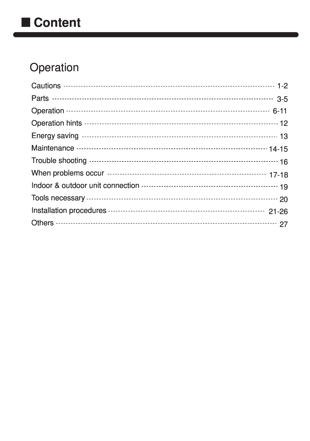 Haier HPU-42CF03 operation manual Content, Operation 