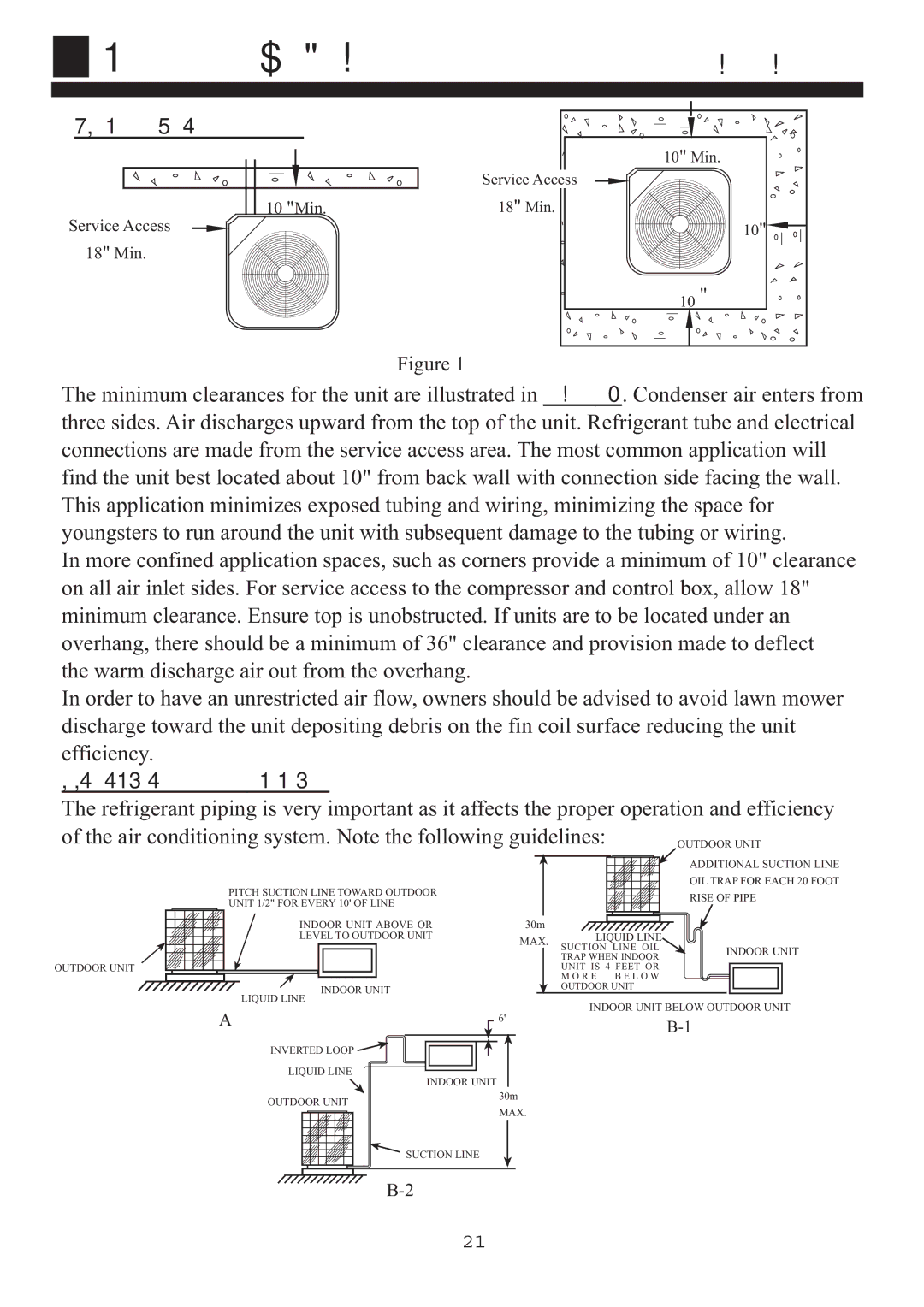 Haier HPU-90CA03T3 operation manual Unit Clearances 