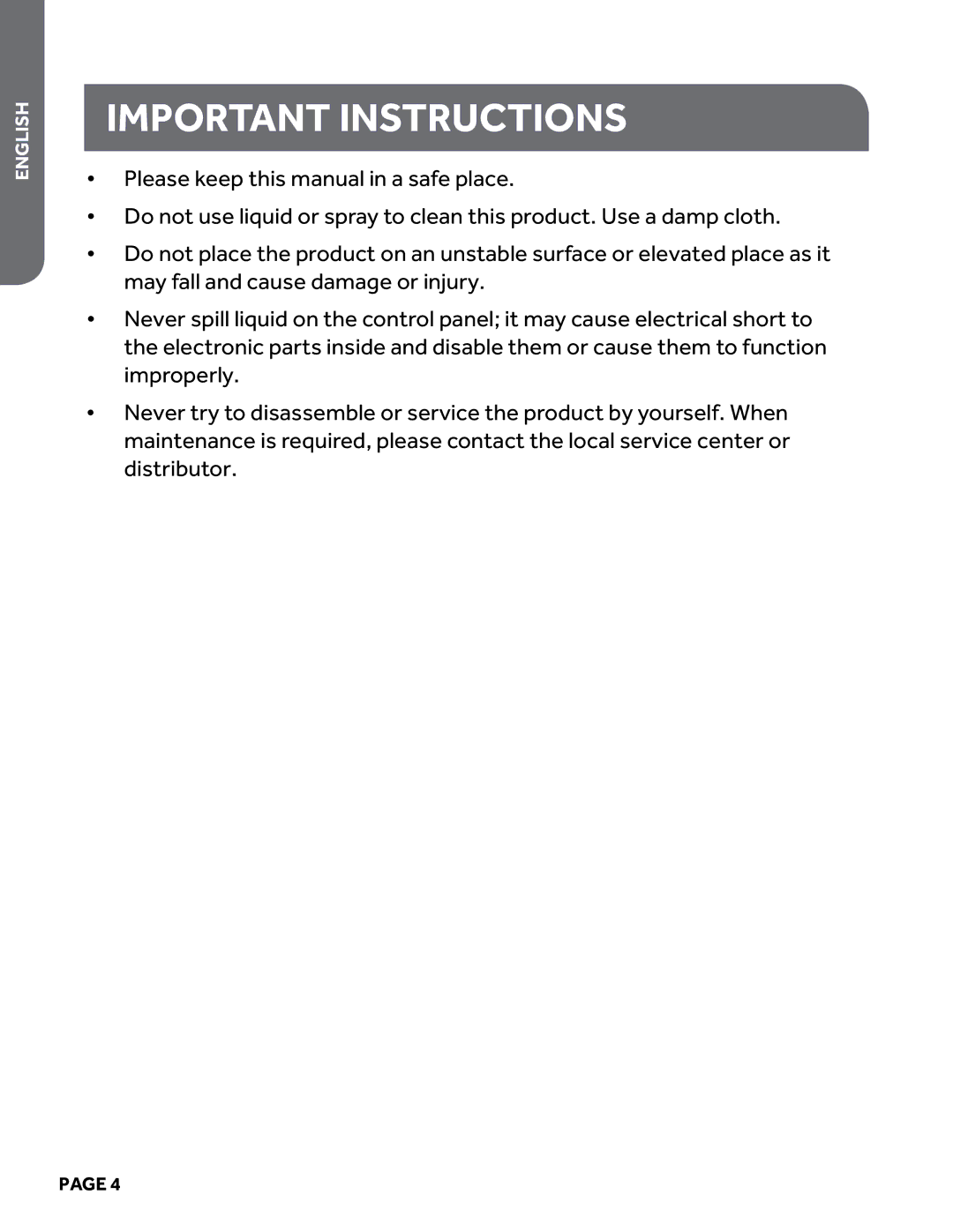 Haier HPY08XCM manual Important instructions 