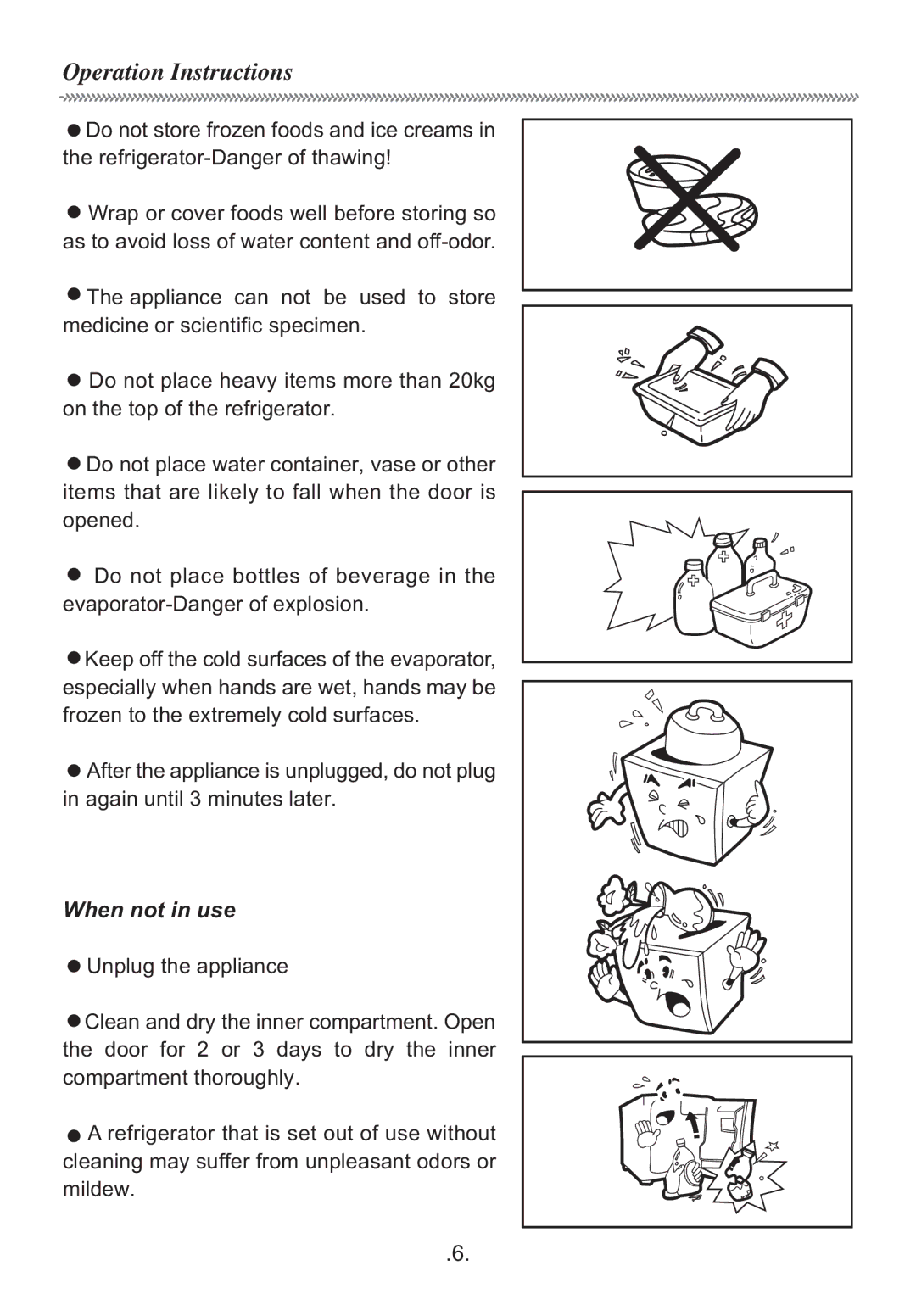 Haier HR-126-2, HR-126-1 manual Operation Instructions, When not in use 