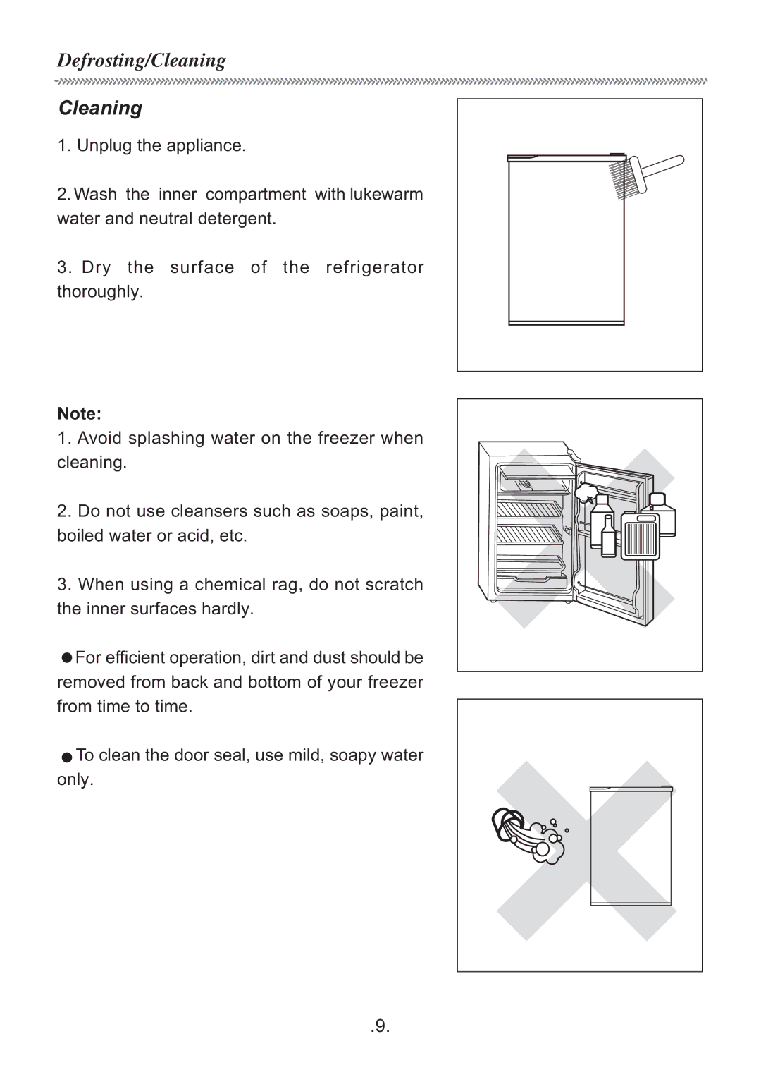 Haier HR-135A manual Cleaning 