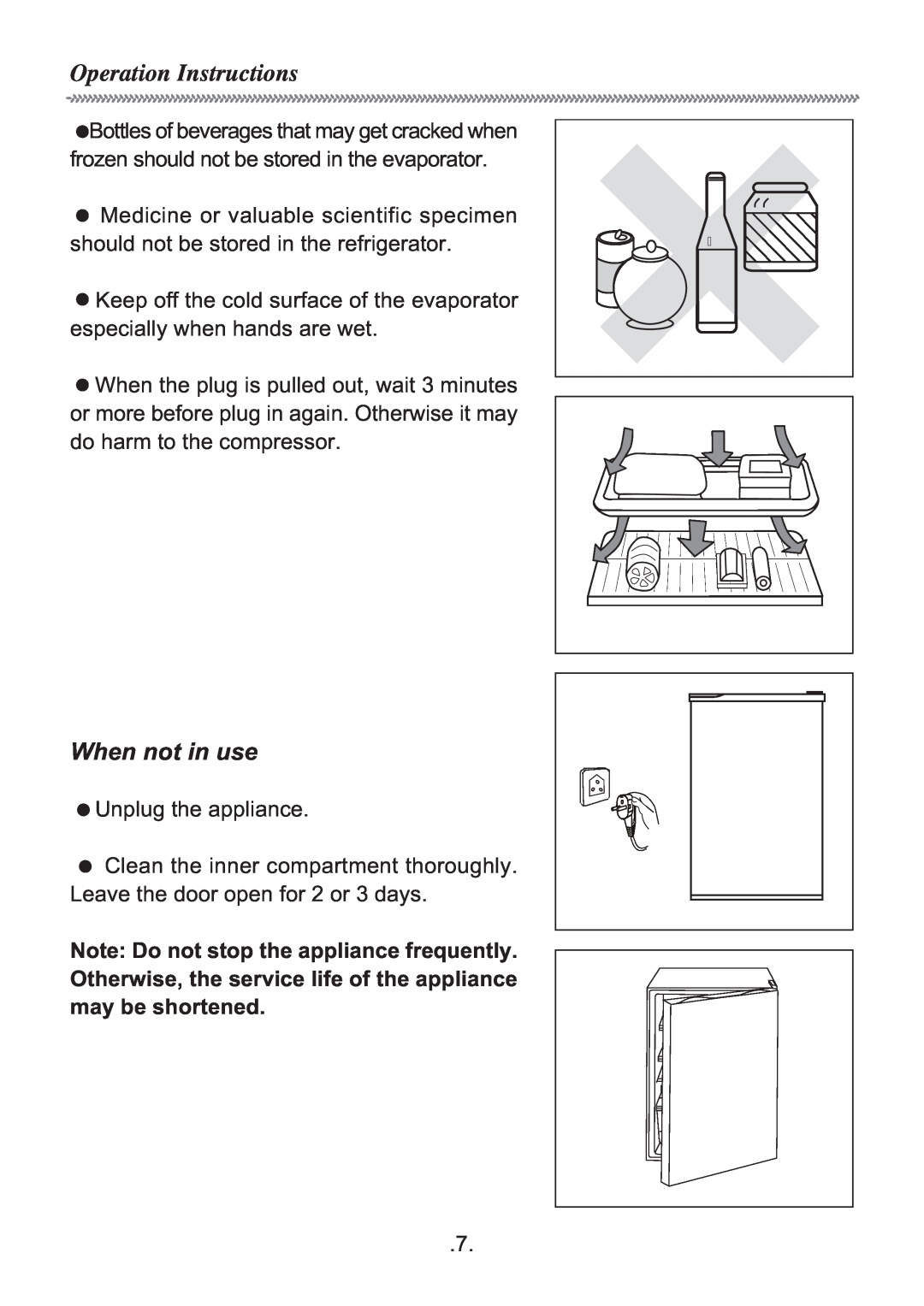 Haier HR-135A manual Operation Instructions, When not in use 
