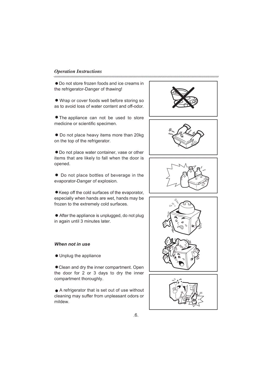 Haier HR-66, HR-136-1, HR-136-2 manual Operation Instructions, When not in use 