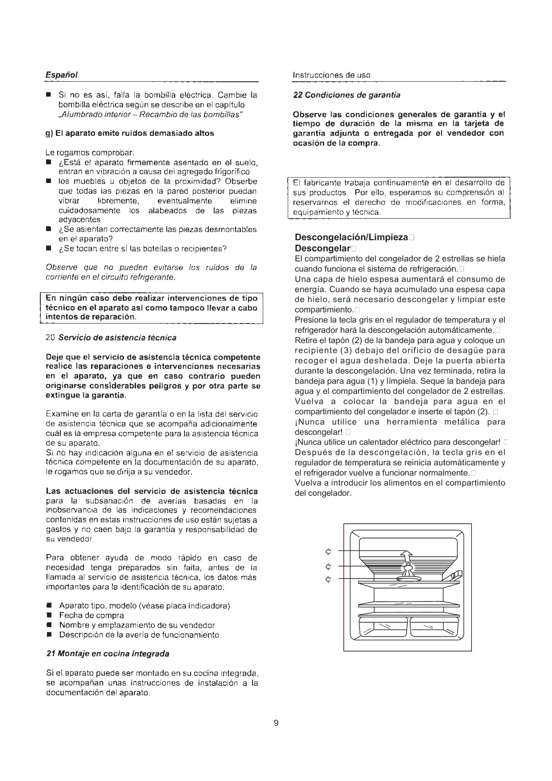 Haier HR-143/AS, HR-143NR, HR-133/AS, HR-133S/A, HR-143AE, HR-133NR/A, HR-133AE/A, HR-123 Descongelación/Limpieza Descongelar 