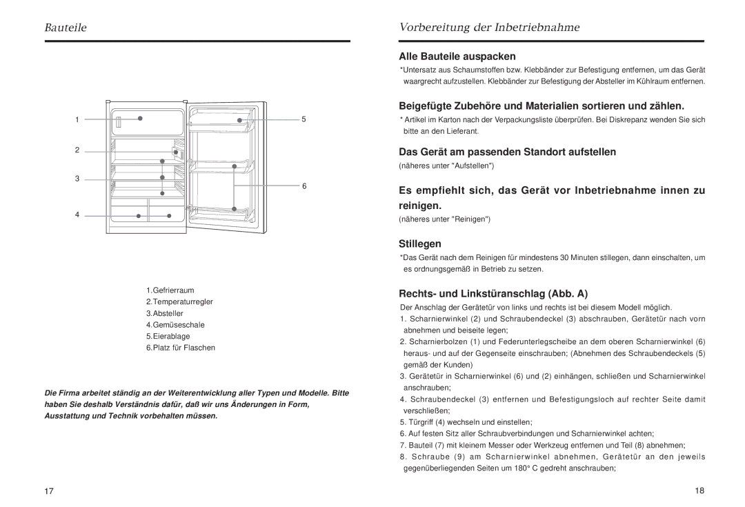 Haier HR-245, HR-145 manual Alle Bauteile auspacken, Beigefügte Zubehöre und Materialien sortieren und zählen, Stillegen 