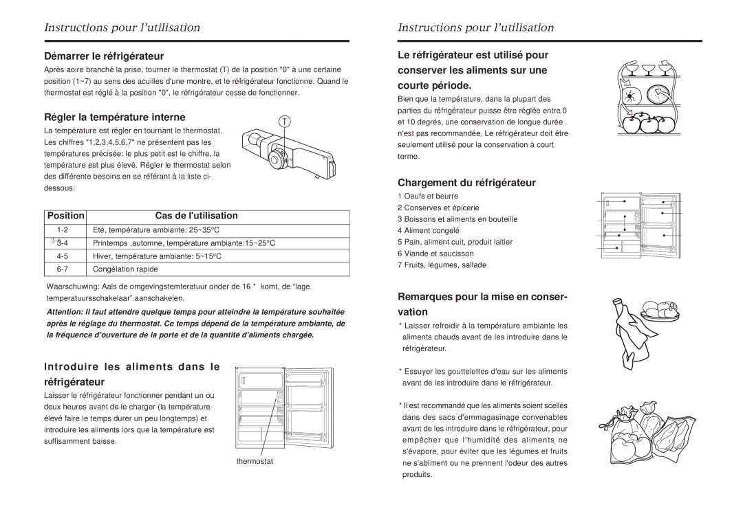 Haier HR-145, HR-245 manual Démarrer le réfrigérateur, Régler la température interne, Chargement du réfrigérateur 