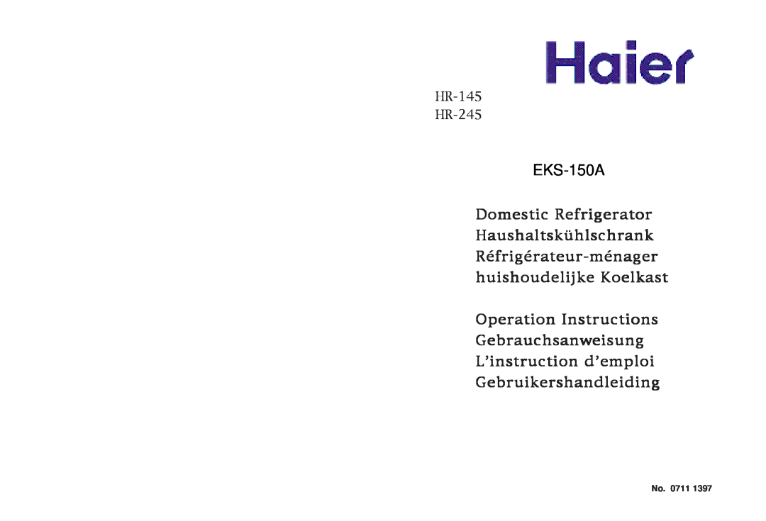 Haier manual HR-145 HR-245, No. 0711 