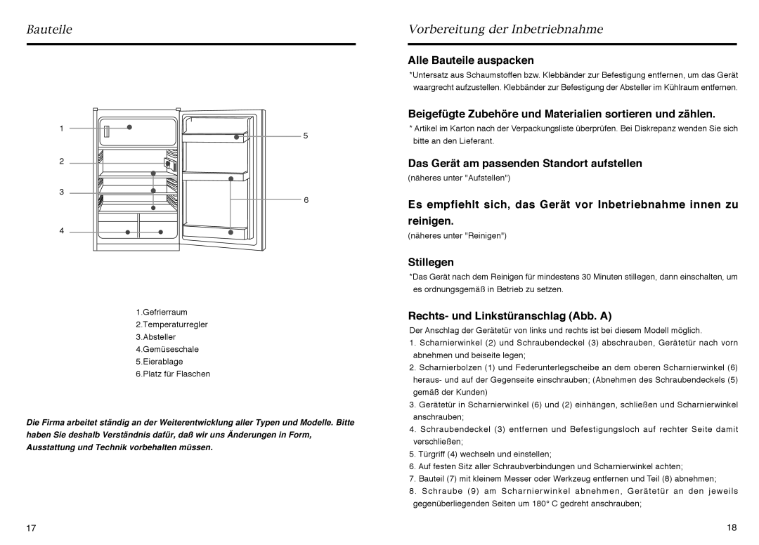 Haier HR-145A manual Alle Bauteile auspacken, Beigefügte Zubehöre und Materialien sortieren und zählen, Stillegen 