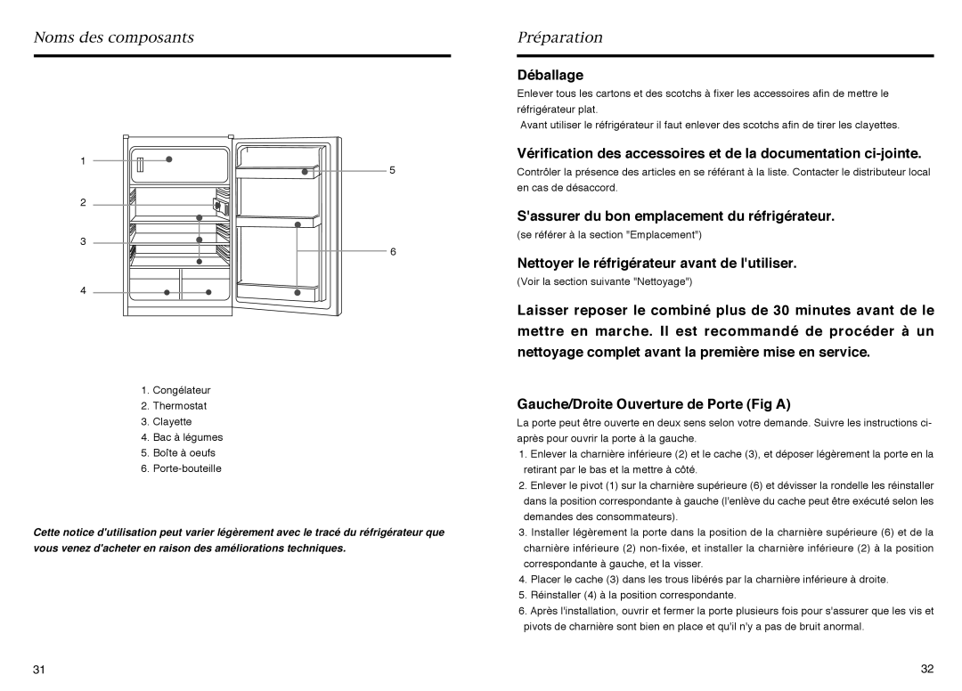 Haier HR-145A manual Déballage, Sassurer du bon emplacement du réfrigérateur, Nettoyer le réfrigérateur avant de lutiliser 