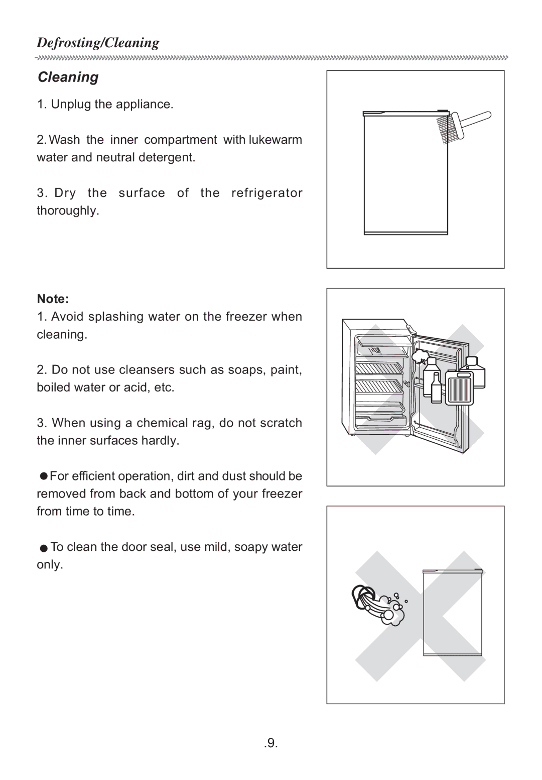 Haier HR-155S manual Cleaning 