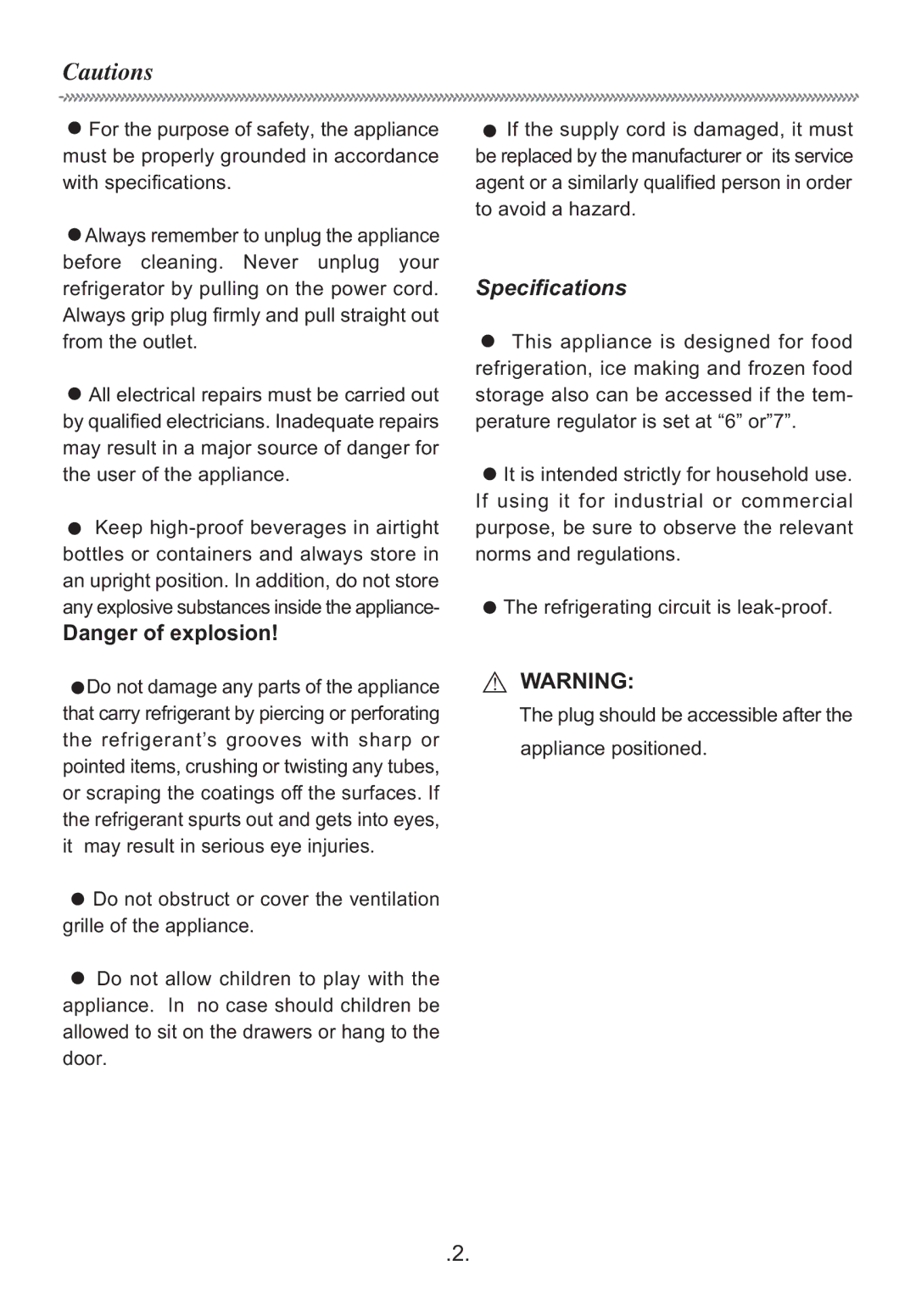 Haier HR-155S manual Specifications 