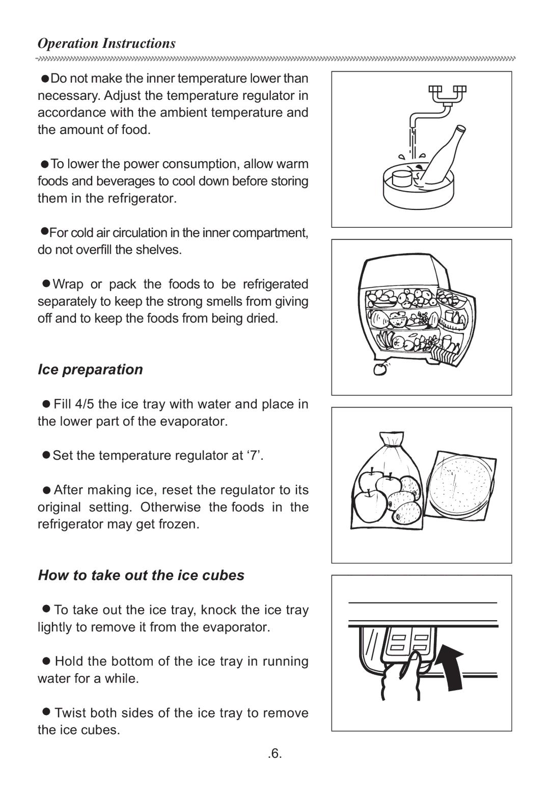 Haier HR-155S manual Operation Instructions, Ice preparation, How to take out the ice cubes 