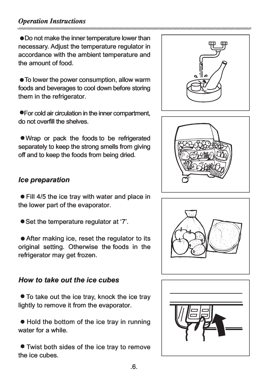 Haier HR-155S manual Operation Instructions, Ice preparation, How to take out the ice cubes 