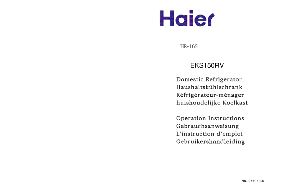 Haier HR-165 manual 