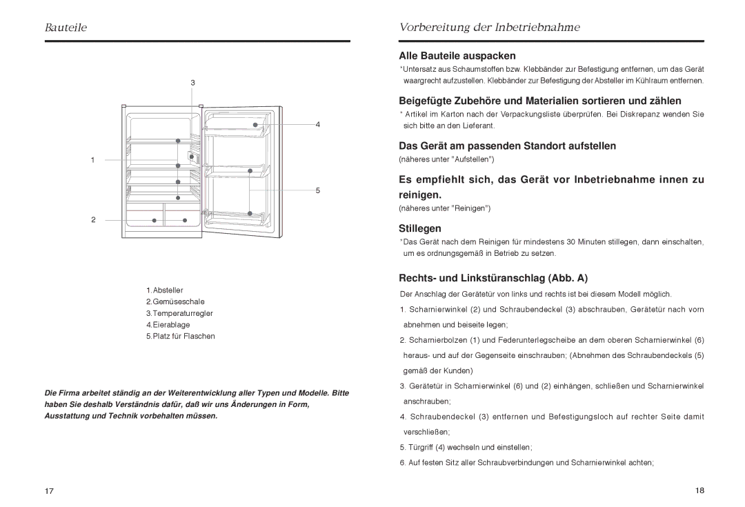 Haier HR-165 manual Alle Bauteile auspacken, Beigefügte Zubehöre und Materialien sortieren und zählen, Stillegen 