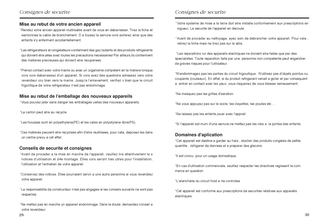 Haier HR-165 manual Consignes de securite, Mise au rebut de votre ancien appareil, Conseils de securite et consignes 